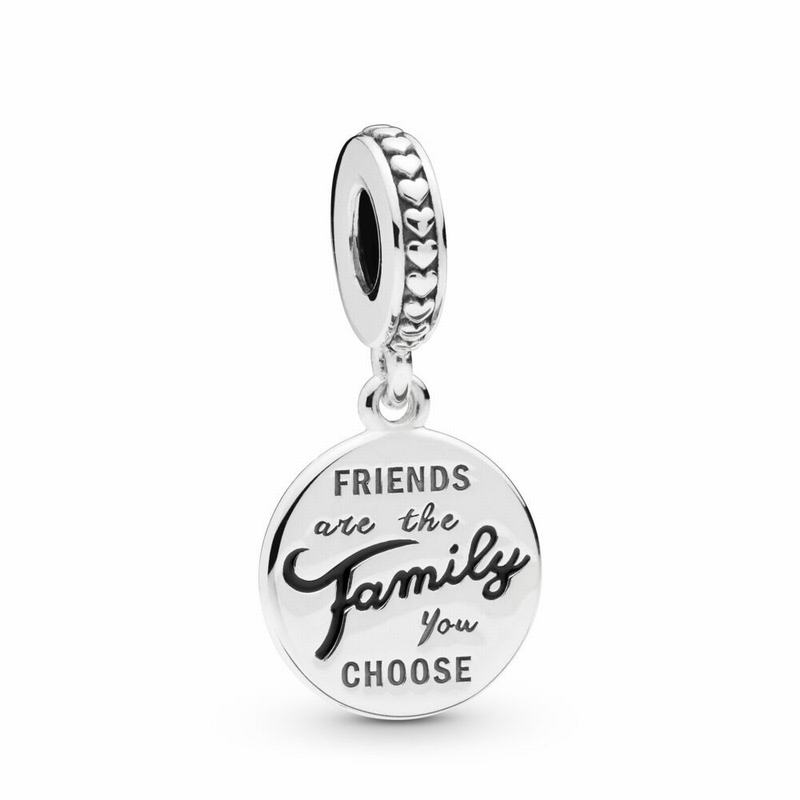 Pandora Friends Are Family Dangle Charm - Sterling Silver/Enamel/Black - Canada | QU4272CY